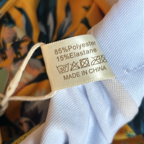 SHEKINI Floral Tummy Control One Piece Skirted V Neck Swimsuit Size L - Picture 12 of 16